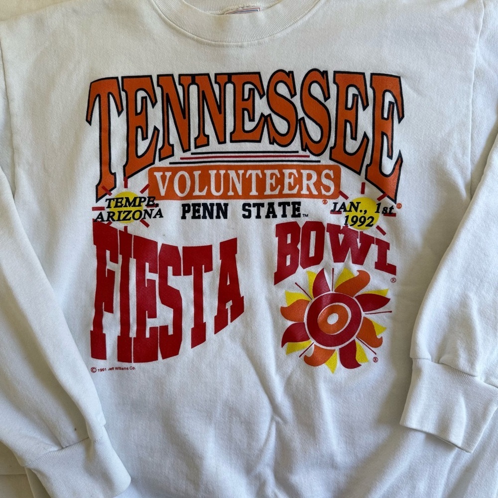 VTG 1992 Tennessee Volunteers Fiesta Bowl Crewneck Sweatshirt Penn State AZ M